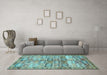 Machine Washable Persian Light Blue Traditional Rug in a Living Room, wshtr3358lblu