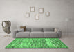 Machine Washable Persian Emerald Green Traditional Area Rugs in a Living Room,, wshtr3358emgrn