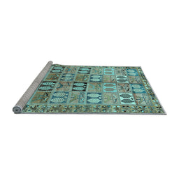 Sideview of Machine Washable Persian Light Blue Traditional Rug, wshtr3358lblu