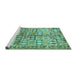 Sideview of Machine Washable Persian Turquoise Traditional Area Rugs, wshtr3358turq