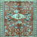 Square Animal Light Blue Traditional Rug, tr3359lblu