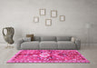 Machine Washable Animal Pink Traditional Rug in a Living Room, wshtr3359pnk