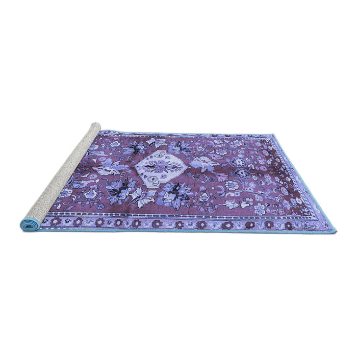 Sideview of Machine Washable Animal Blue Traditional Rug, wshtr3359blu