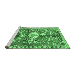 Sideview of Machine Washable Animal Emerald Green Traditional Area Rugs, wshtr3359emgrn