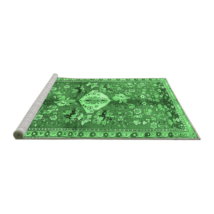 Sideview of Machine Washable Animal Emerald Green Traditional Area Rugs, wshtr3359emgrn