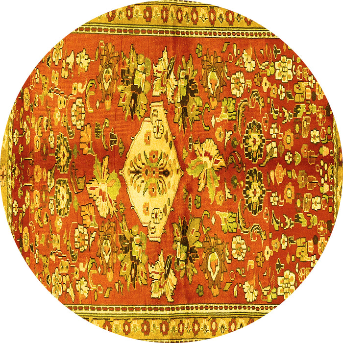 Round Animal Yellow Traditional Rug, tr3359yw