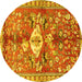 Round Animal Yellow Traditional Rug, tr3359yw