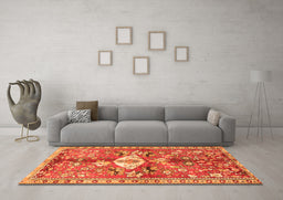 Machine Washable Animal Orange Traditional Area Rugs in a Living Room, wshtr3359org