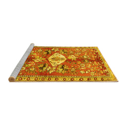 Sideview of Machine Washable Animal Yellow Traditional Rug, wshtr3359yw