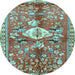 Round Animal Light Blue Traditional Rug, tr3359lblu