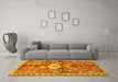 Machine Washable Animal Yellow Traditional Rug in a Living Room, wshtr3359yw