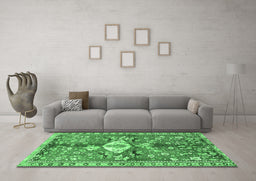 Machine Washable Animal Emerald Green Traditional Area Rugs in a Living Room,, wshtr3359emgrn