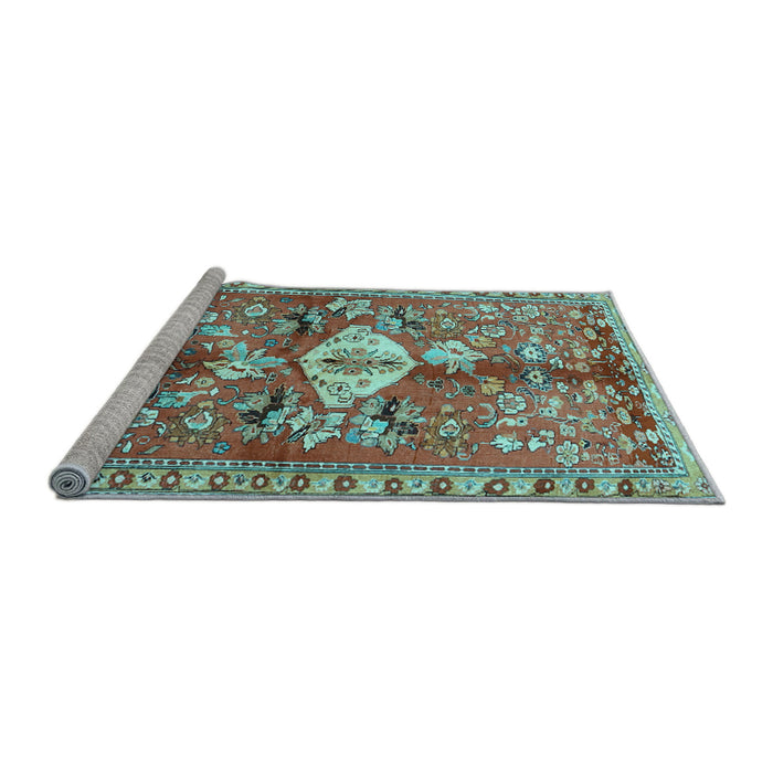 Sideview of Machine Washable Animal Light Blue Traditional Rug, wshtr3359lblu