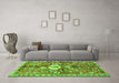 Machine Washable Animal Green Traditional Area Rugs in a Living Room,, wshtr3359grn