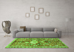 Machine Washable Animal Green Traditional Area Rugs in a Living Room,, wshtr3359grn