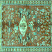 Square Machine Washable Animal Turquoise Traditional Area Rugs, wshtr3359turq