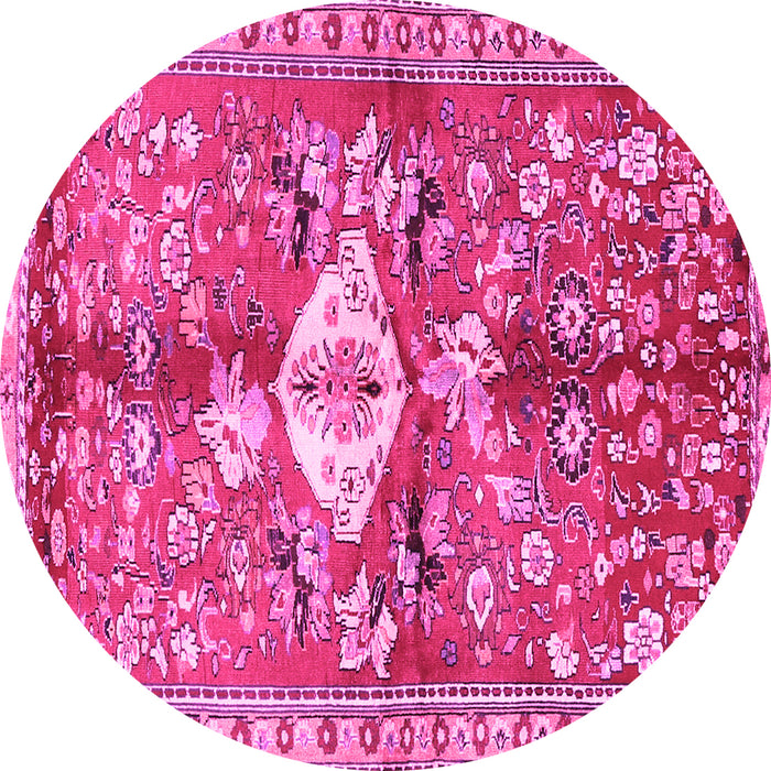Round Machine Washable Animal Pink Traditional Rug, wshtr3359pnk