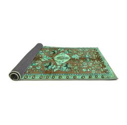 Sideview of Animal Turquoise Traditional Rug, tr3359turq