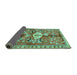 Sideview of Animal Turquoise Traditional Rug, tr3359turq