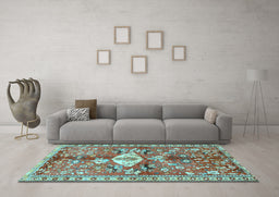 Machine Washable Animal Light Blue Traditional Rug in a Living Room, wshtr3359lblu