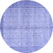 Round Persian Blue Traditional Rug, tr335blu