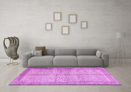Machine Washable Persian Purple Traditional Area Rugs in a Living Room, wshtr335pur
