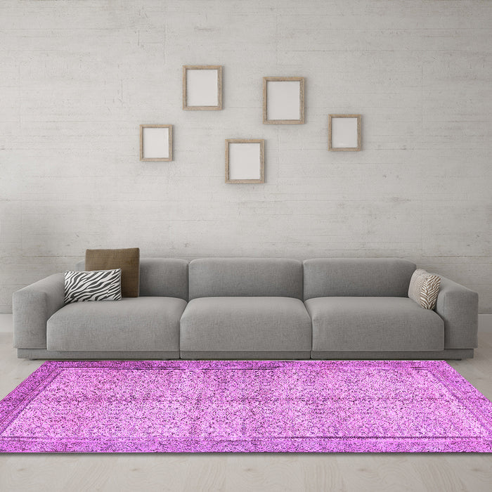 Machine Washable Persian Purple Traditional Area Rugs in a Living Room, wshtr335pur