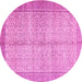 Round Machine Washable Persian Pink Traditional Rug, wshtr335pnk