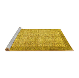 Sideview of Machine Washable Persian Yellow Traditional Rug, wshtr335yw