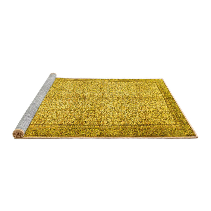 Sideview of Machine Washable Persian Yellow Traditional Rug, wshtr335yw