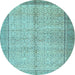 Round Persian Light Blue Traditional Rug, tr335lblu