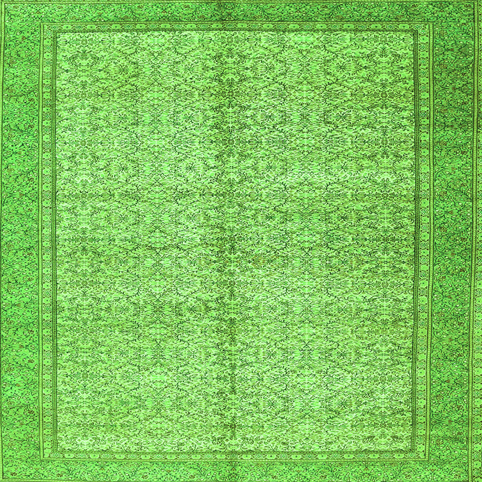Round Machine Washable Persian Green Traditional Area Rugs, wshtr335grn