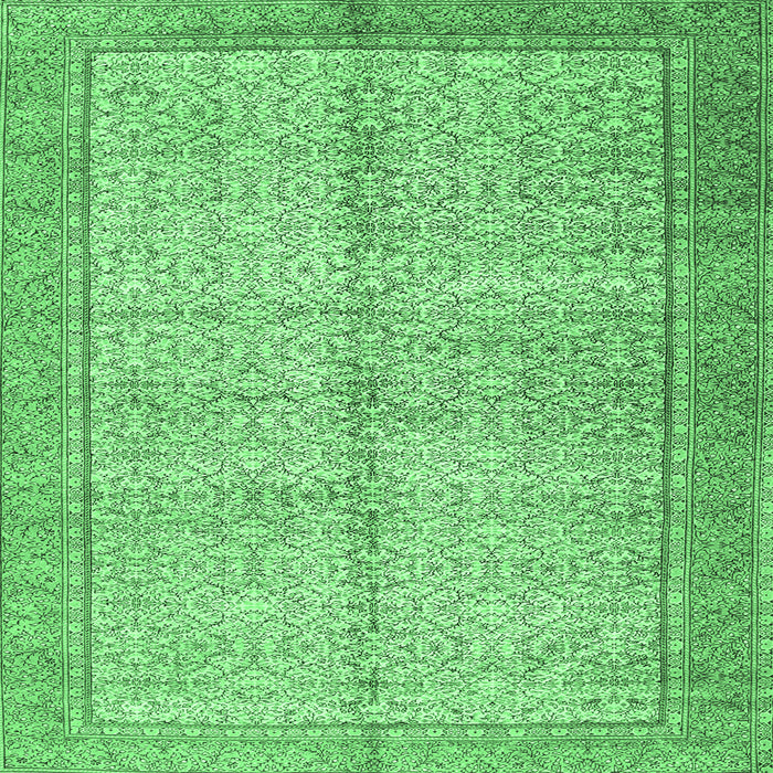 Square Machine Washable Persian Emerald Green Traditional Area Rugs, wshtr335emgrn