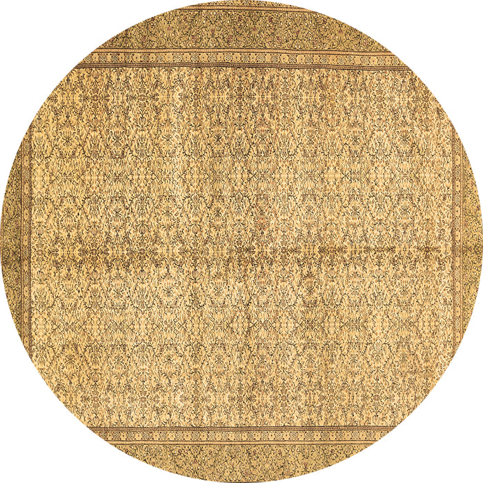 Round Persian Brown Traditional Rug, tr335brn