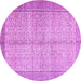 Round Machine Washable Persian Purple Traditional Area Rugs, wshtr335pur