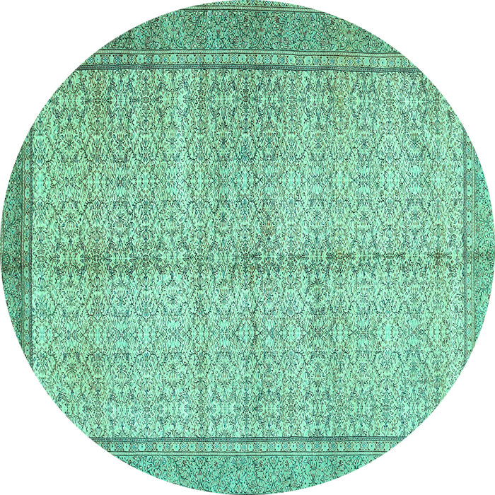 Round Persian Turquoise Traditional Rug, tr335turq