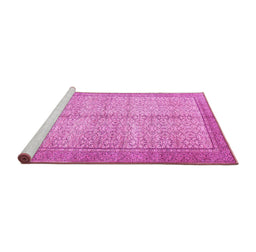 Sideview of Machine Washable Persian Pink Traditional Rug, wshtr335pnk