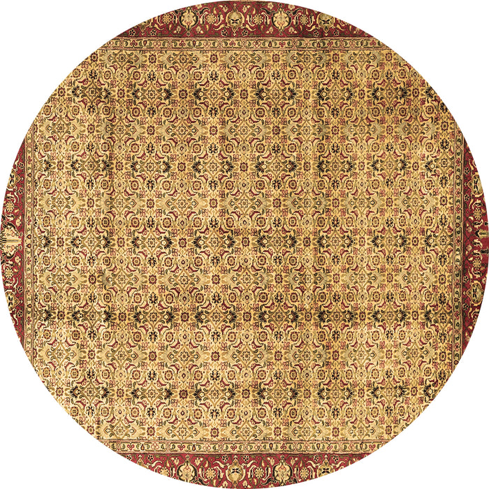 Round Persian Brown Traditional Rug, tr3360brn