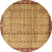 Round Persian Brown Traditional Rug, tr3360brn