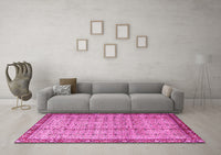 Machine Washable Persian Pink Traditional Rug, wshtr3360pnk