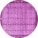 Round Machine Washable Persian Purple Traditional Area Rugs, wshtr3360pur