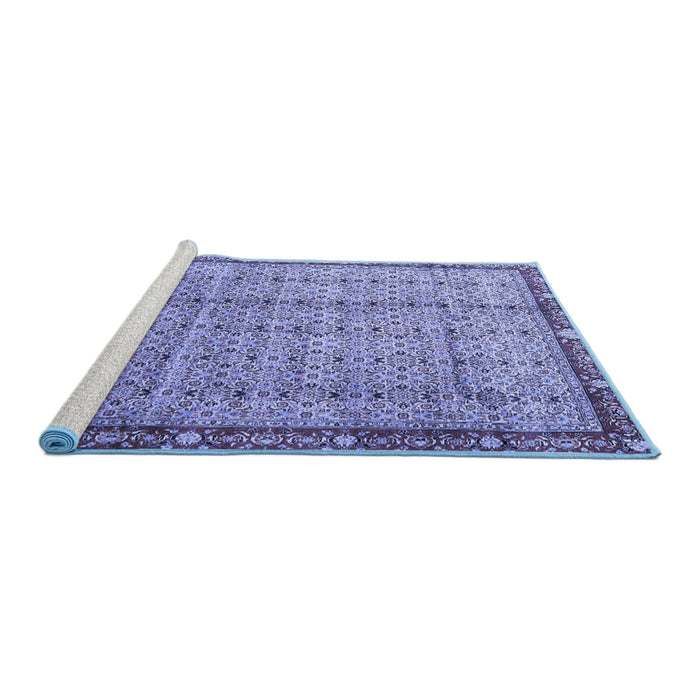 Sideview of Machine Washable Persian Blue Traditional Rug, wshtr3360blu