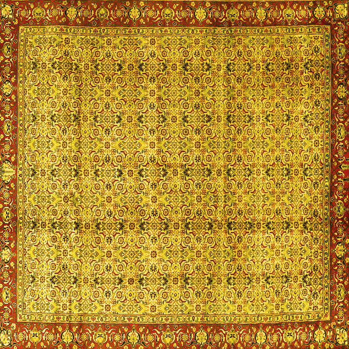 Square Persian Yellow Traditional Rug, tr3360yw