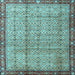 Square Machine Washable Persian Light Blue Traditional Rug, wshtr3360lblu