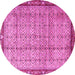 Round Machine Washable Persian Pink Traditional Rug, wshtr3360pnk