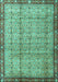 Machine Washable Persian Turquoise Traditional Area Rugs, wshtr3360turq