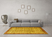 Machine Washable Persian Yellow Traditional Rug, wshtr3360yw