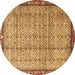 Round Machine Washable Persian Brown Traditional Rug, wshtr3360brn