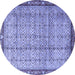 Round Machine Washable Persian Blue Traditional Rug, wshtr3360blu