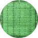 Round Persian Emerald Green Traditional Rug, tr3360emgrn